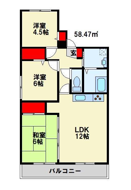サンヒルズ八千代(3LDK/3階)の間取り写真