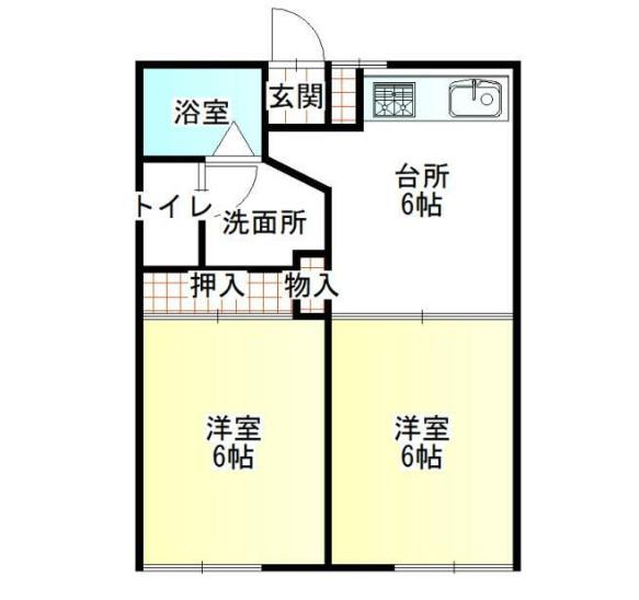 サニーハイツ(2DK/2階)の間取り写真