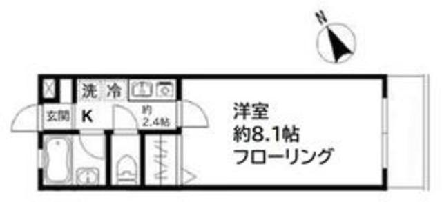 南八幡ハイツ(1K/1階)の間取り写真