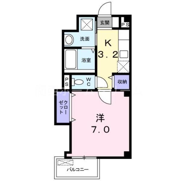 アウローラ(1K/2階)の間取り写真
