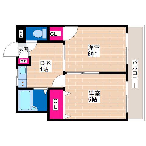 エスパス南巽(2DK/3階)の間取り写真