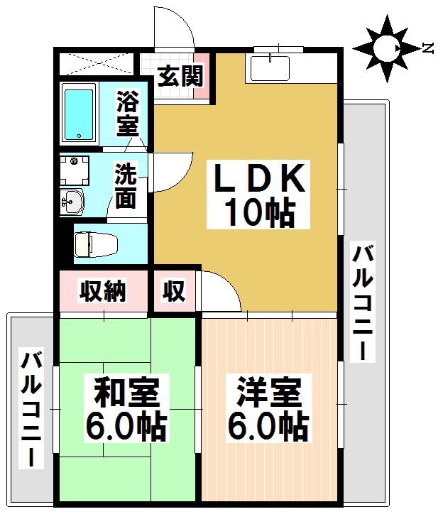 アベニュー下山(2LDK/1階)の間取り写真