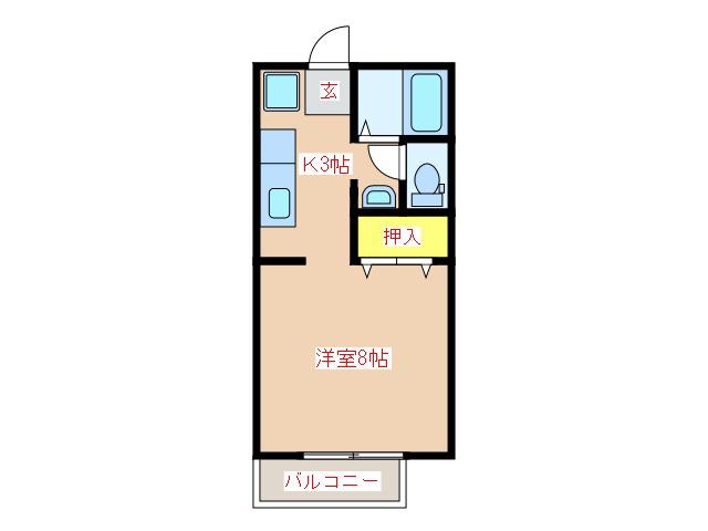 マルコシティーC(ワンルーム/2階)の間取り写真