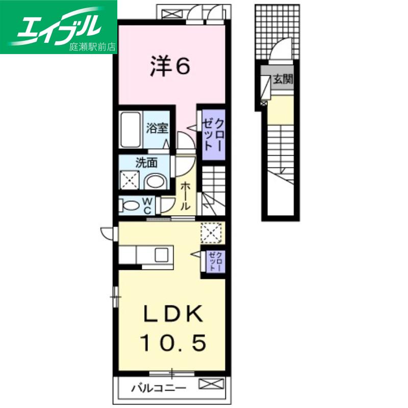 インテルノ(1LDK/2階)の間取り写真