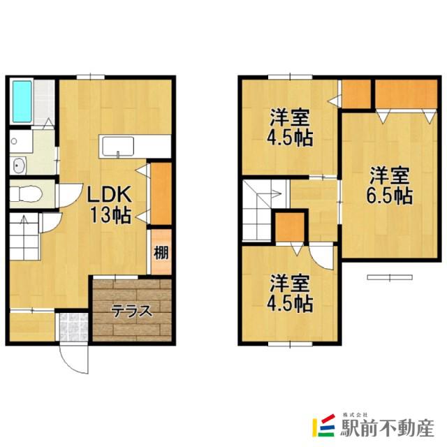 JR鹿児島本線 荒木駅 徒歩9分 2階建 築14年(3LDK/1階)の間取り写真