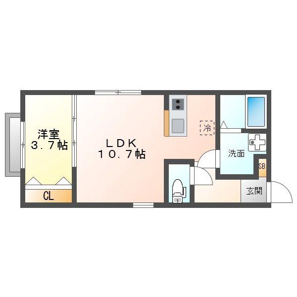 緑と風のクーレ(1LDK/1階)の間取り写真