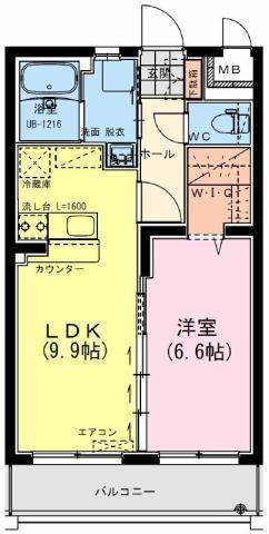 ヴァレンティナ(1LDK/2階)の間取り写真