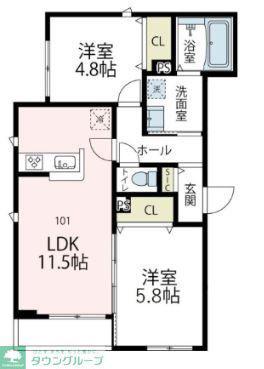 メゾンアイIII(2LDK/1階)の間取り写真