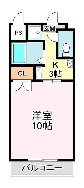 太陽ハイツ南草津III(1K/3階)の間取り写真