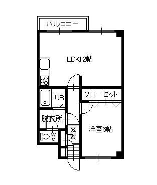 グランビューエーコー(1LDK/6階)の間取り写真