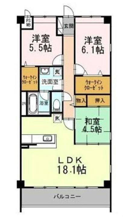 THECORNER南蔵王(3LDK/3階)の間取り写真