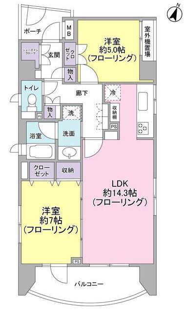 クレッセント麻布ビュータワー(2LDK/3階)の間取り写真