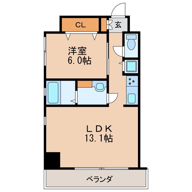 AHビル(1LDK/10階)の間取り写真