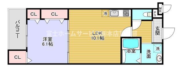 フジパレス エン III号館(1LDK/1階)の間取り写真