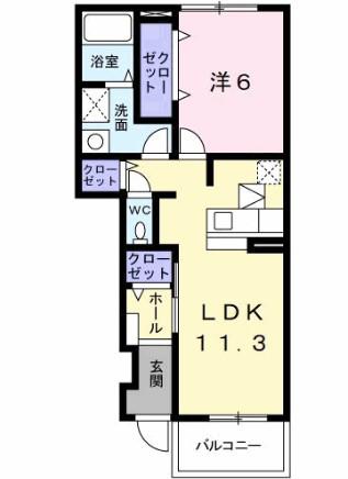 ベルク フルスA(1LDK/1階)の間取り写真