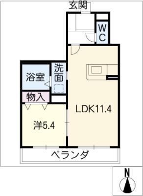 ハーモニアス(1LDK/1階)の間取り写真