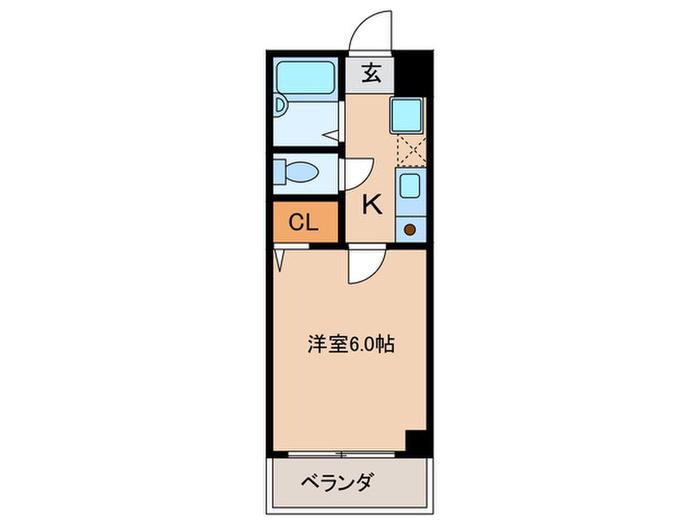 ラプラージュ同心(1K/3階)の間取り写真