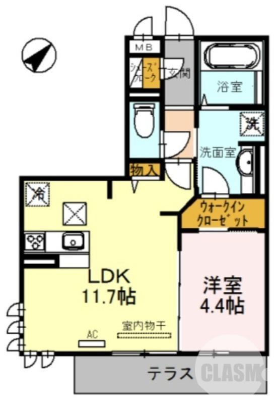 LALUCETY(1LDK/1階)の間取り写真