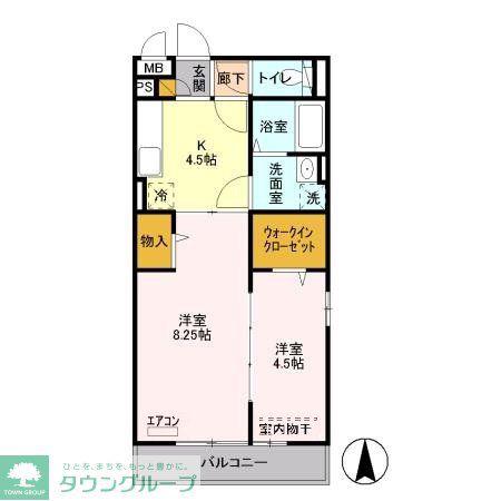 プランドール幸房弐番館(2K/2階)の間取り写真