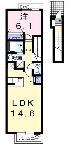 グリーンパーク(1LDK/2階)の間取り写真