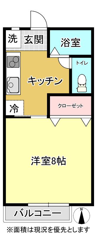 貝田アパート(1DK/1階)の間取り写真