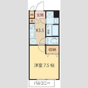 シェルグランデ土樋(1K/3階)の間取り写真