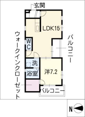 サニーブライトII(1LDK/1階)の間取り写真