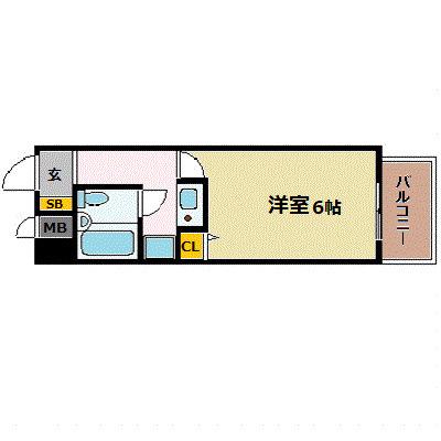 エスリード難波(1K/4階)の間取り写真