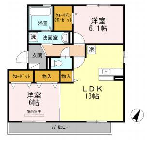 カーサシャルマン(2LDK/3階)の間取り写真
