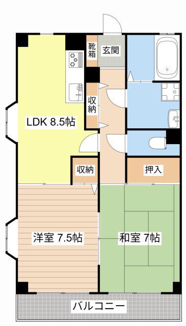 フルーレ伊勢II(2DK/2階)の間取り写真
