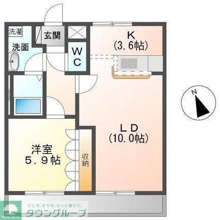 メープルコート(1LDK/2階)の間取り写真