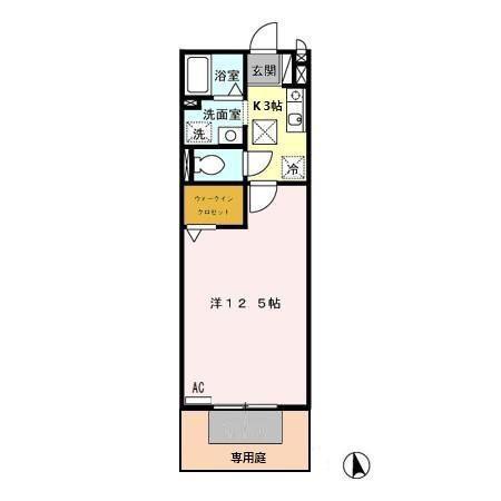 AMABILEII(1K/1階)の間取り写真