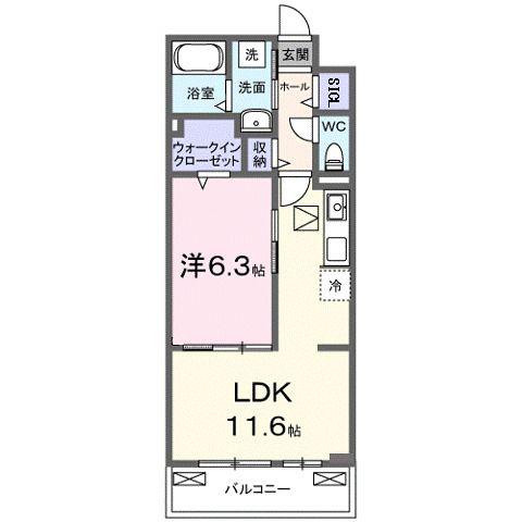 エルグランデSOU(1LDK/1階)の間取り写真