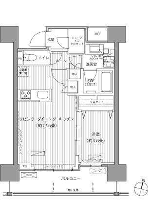 ヒューリックレジデンス千葉中央(1LDK/9階)の間取り写真