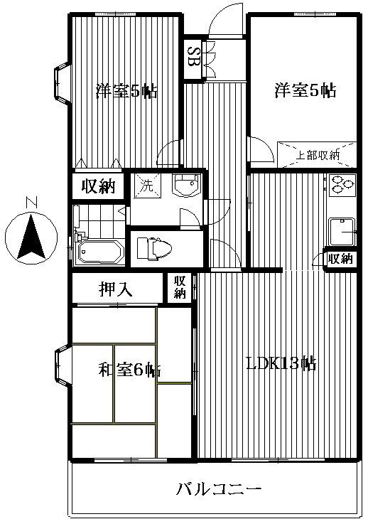 ドエルコンフォート(3LDK/3階)の間取り写真