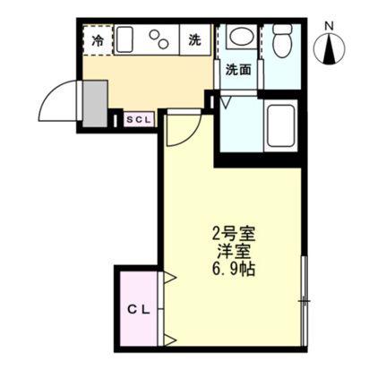 ベイルームハイム大和中央B(1K/3階)の間取り写真