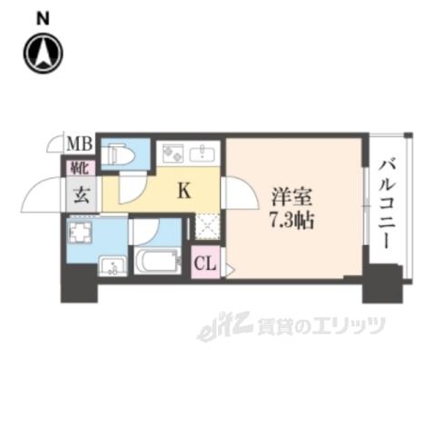 ベラジオ雅び烏丸十条2(1K/3階)の間取り写真