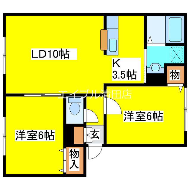 ハイセレールシャイニング壱番館(2LDK/1階)の間取り写真