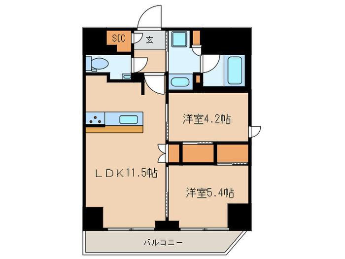 江戸川橋ステーションレジデンス(2LDK/11階)の間取り写真