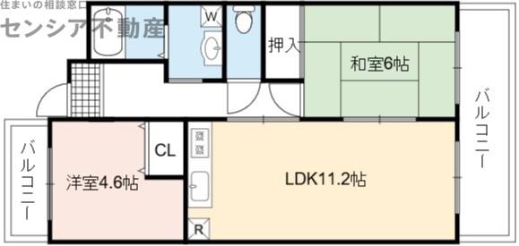サンハイム今福(2LDK/7階)の間取り写真