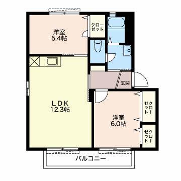 フルレゾンB(2LDK/2階)の間取り写真