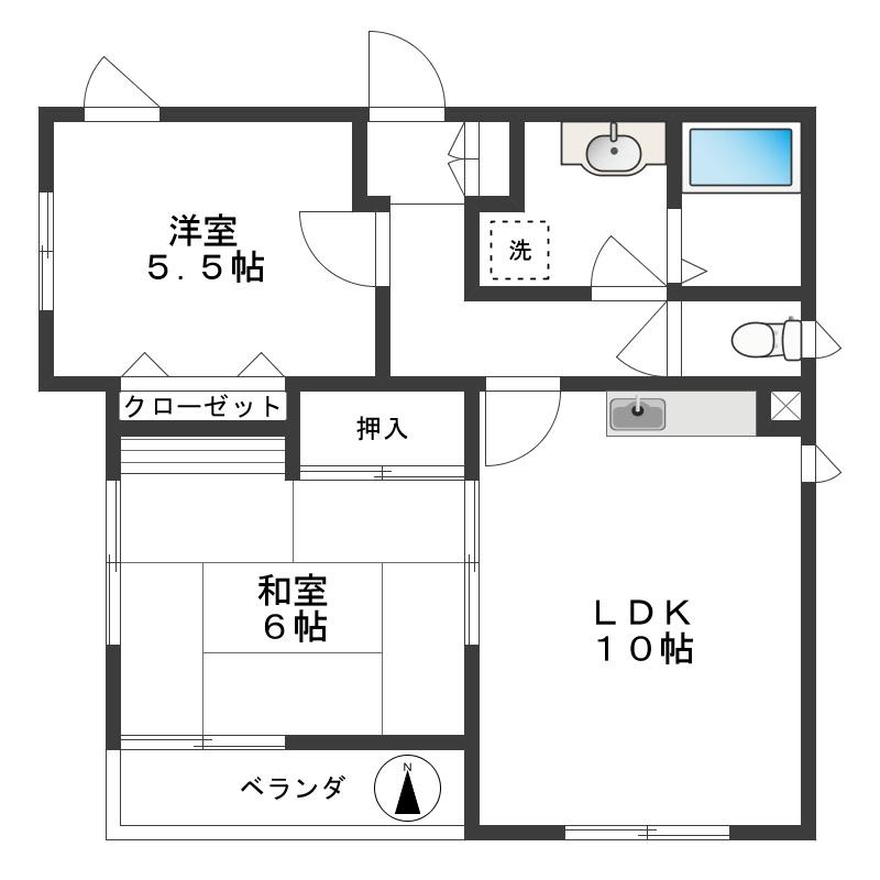 ドミシール高円寺(2LDK/3階)の間取り写真