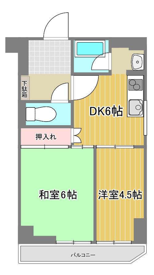 ダイアパレス星陵町(2DK/4階)の間取り写真