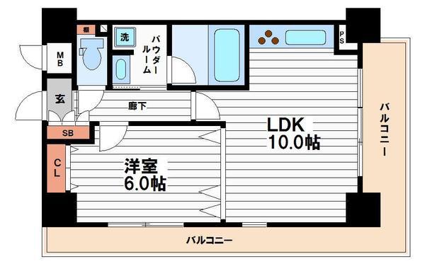 リーガル南船場(1LDK/7階)の間取り写真