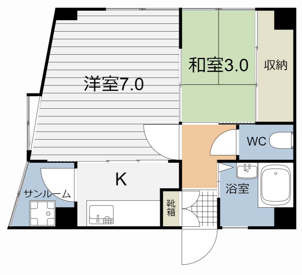 中央ビル(2K/5階)の間取り写真