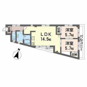 リーブルーノ井(2LDK/3階)の間取り写真