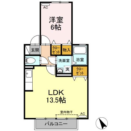 スターブル幸加A(1LDK/2階)の間取り写真