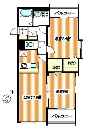 ラレースガーデン(2LDK/1階)の間取り写真