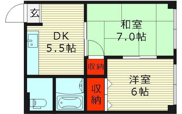 ラファミーユ(2DK/6階)の間取り写真