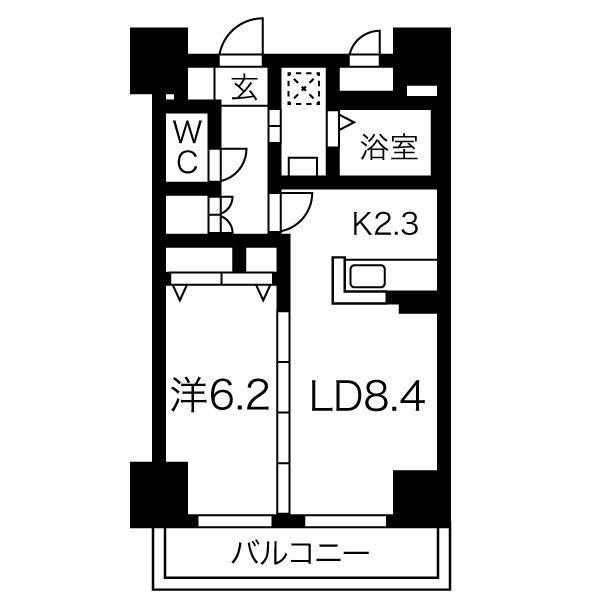 プランドールナカムラ(1LDK/14階)の間取り写真